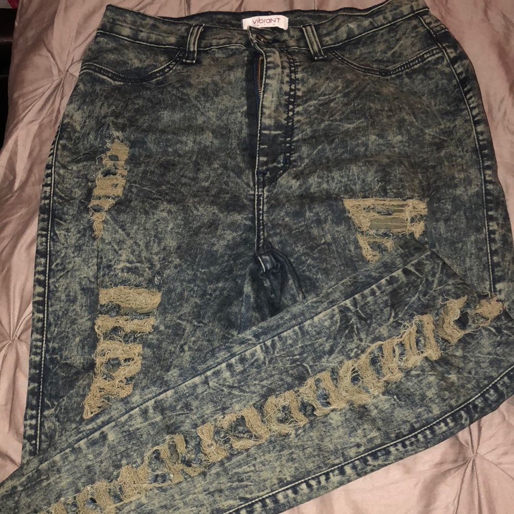 ❌SOLD❌ Green Distressed High Waisted Jeans